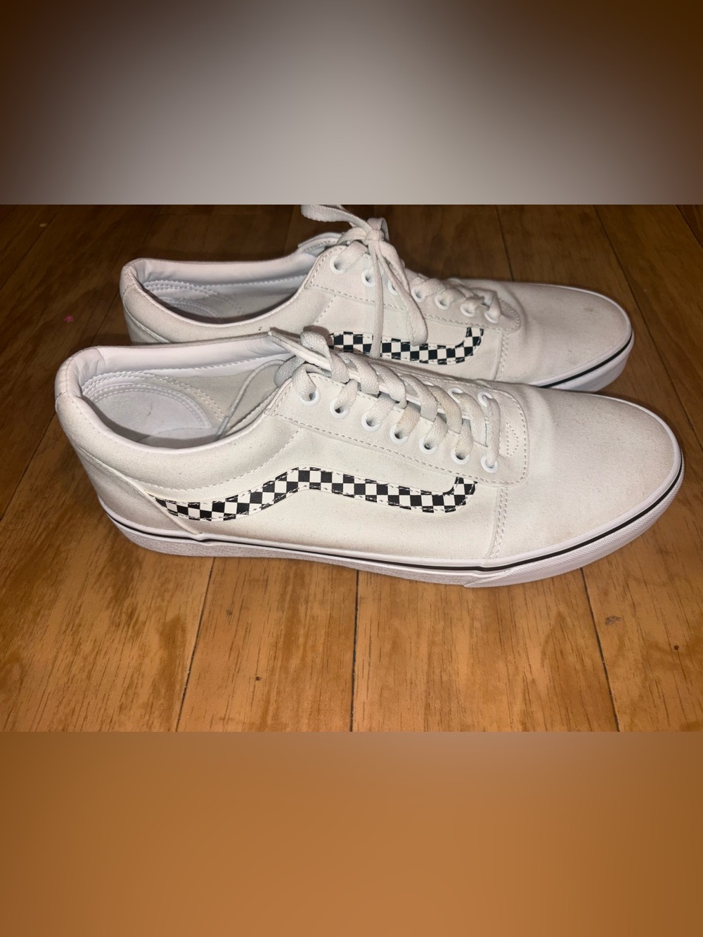 Vans Old Skool X Ward White Black Check Skater Shoes